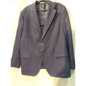 Peter Millar Blazer Sz 44 Blue Plaid Wool Silk Linen Unstructured‎ Jacket